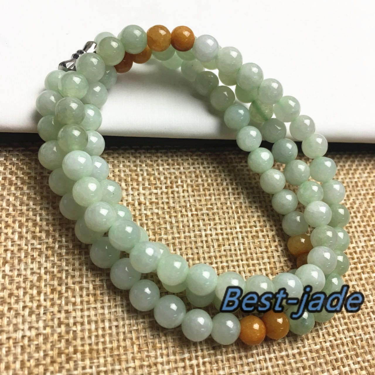 Zertifizierte natürliche Jade der Güteklasse A und handgeschnitzte Halskette aus Jadeit, runde Perlengröße: 5 x 5 mm, Edelstein