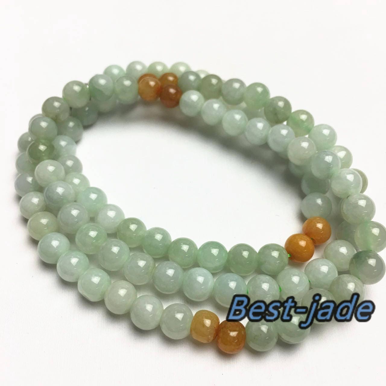 Zertifizierte natürliche Jade der Güteklasse A und handgeschnitzte Halskette aus Jadeit, runde Perlengröße: 5 x 5 mm, Edelstein