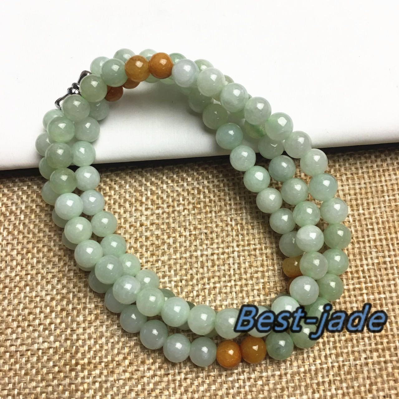 Zertifizierte natürliche Jade der Güteklasse A und handgeschnitzte Halskette aus Jadeit, runde Perlengröße: 5 x 5 mm, Edelstein