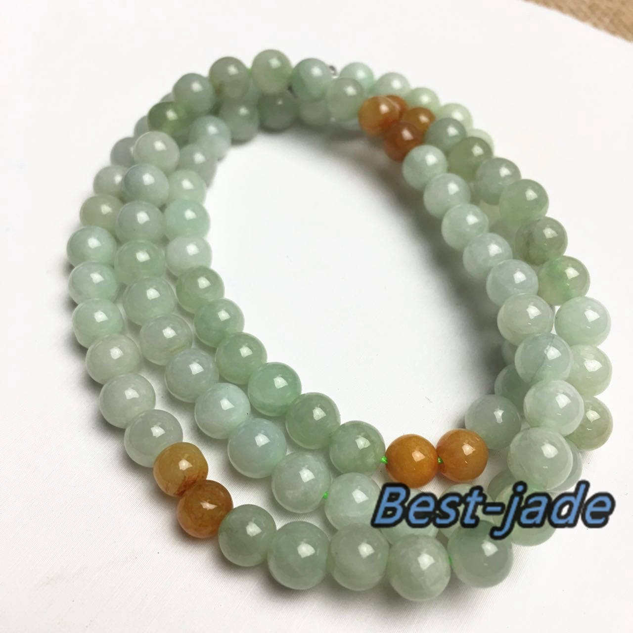 Zertifizierte natürliche Jade der Güteklasse A und handgeschnitzte Halskette aus Jadeit, runde Perlengröße: 5 x 5 mm, Edelstein