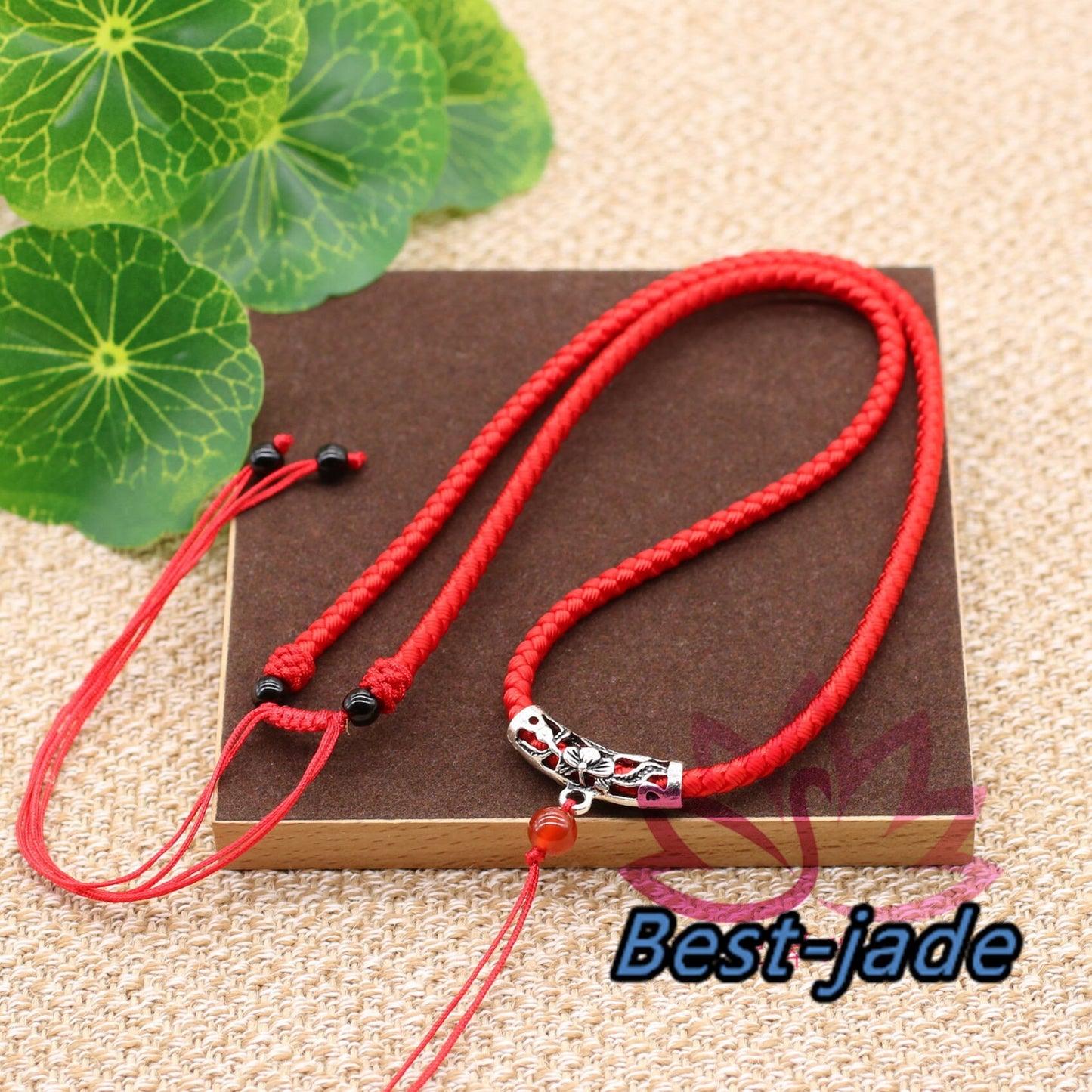 Tibetan Silver RED Black Luck Necklace Hand Woven Braided Rope Lady hand String Cord girl strap chain Chinese Style collier Halskette f.