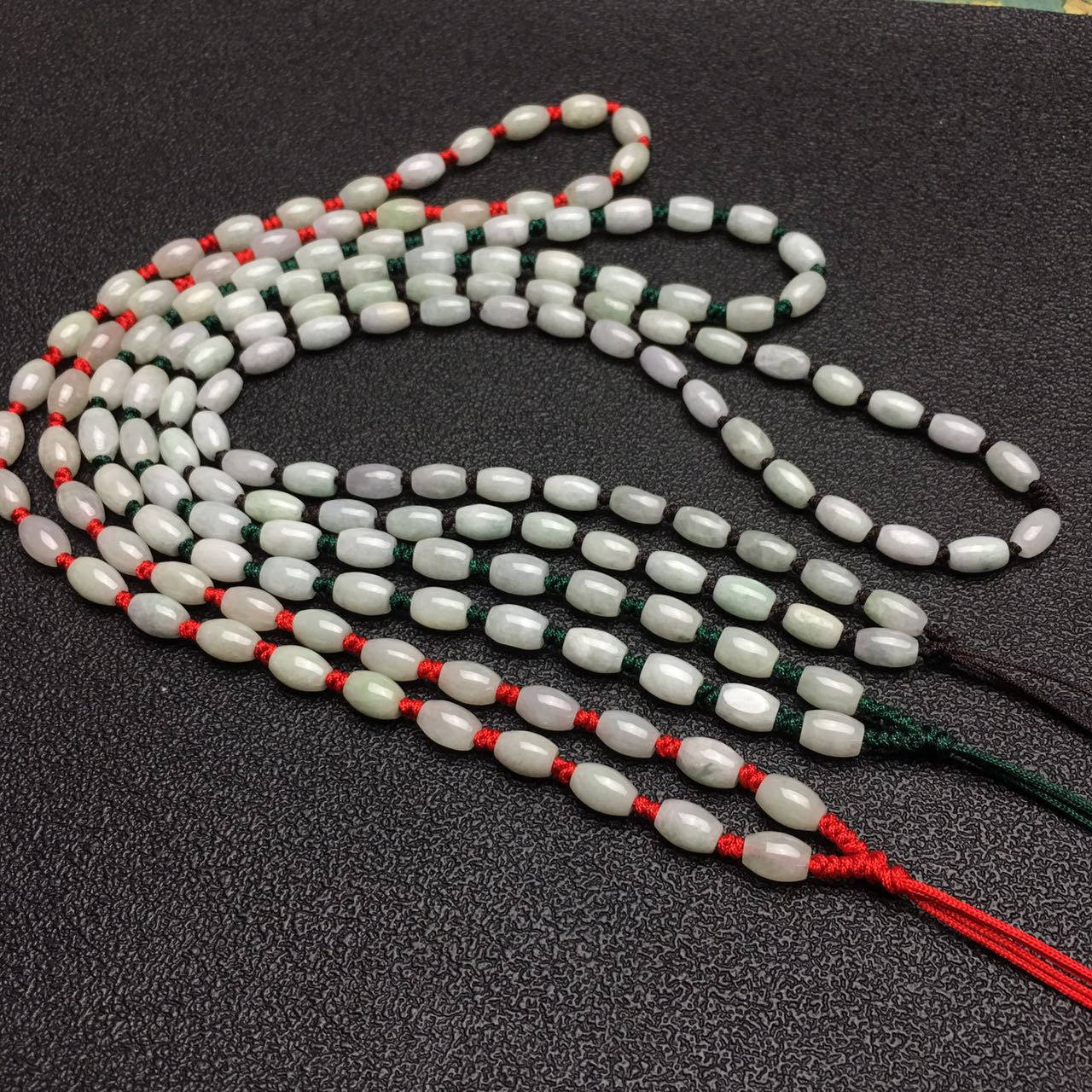 AKTION Grade A Jade Natürlicher Jadeit Handgeschnitzte Halskette Mädchenkette Jadeit Ovale Perle Grüner Edelstein Burma Jade Perlenkette