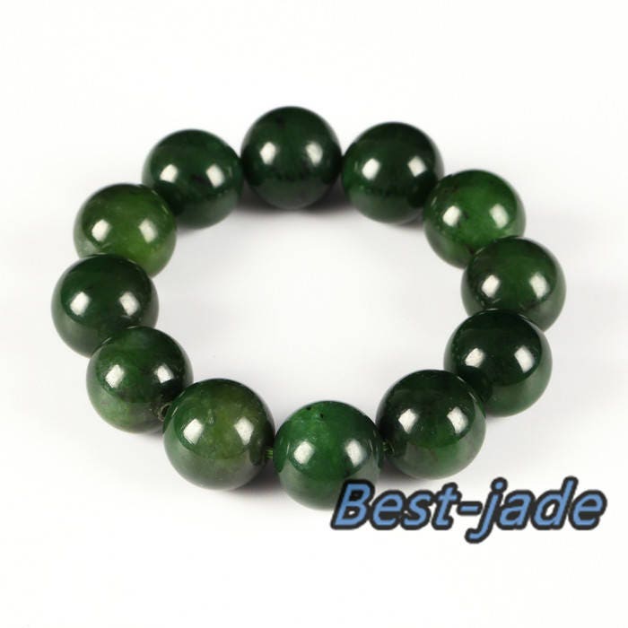 Canadian jasper BIG 20mm BC Top Grade A Green Hand carved Natural Nephrite Jade authentic Beads Bangle Bracelet Pounamu Maori Nephrite NZ Jade Ball