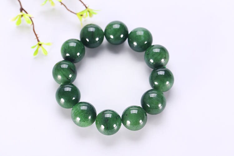 Kanadischer Jaspis, GROß, 20 mm v. Chr., Erstklassigkeit A, grün, handgeschnitzt, natürliche Nephrit-Jade-Perlen, Armreif, Pounamu-Maori-Nephrit-NZ-Jade-Kugel