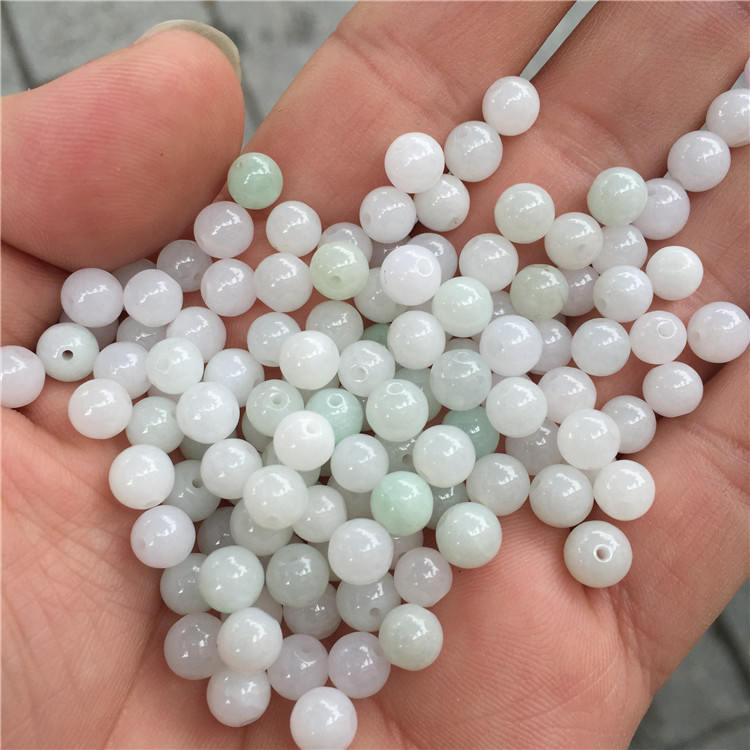 100Pcs 3mm~18mm White jade Grade A Jade Burma Jadeite Round Beads Ball Best-jade