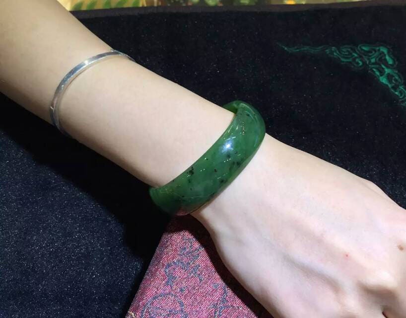 Canadian jasper 58mm Apple Green Natural Nephrite Jade Chain LADY Bracelet Pounamu Maori new zealand jade neuseeland schmuck Nephrite