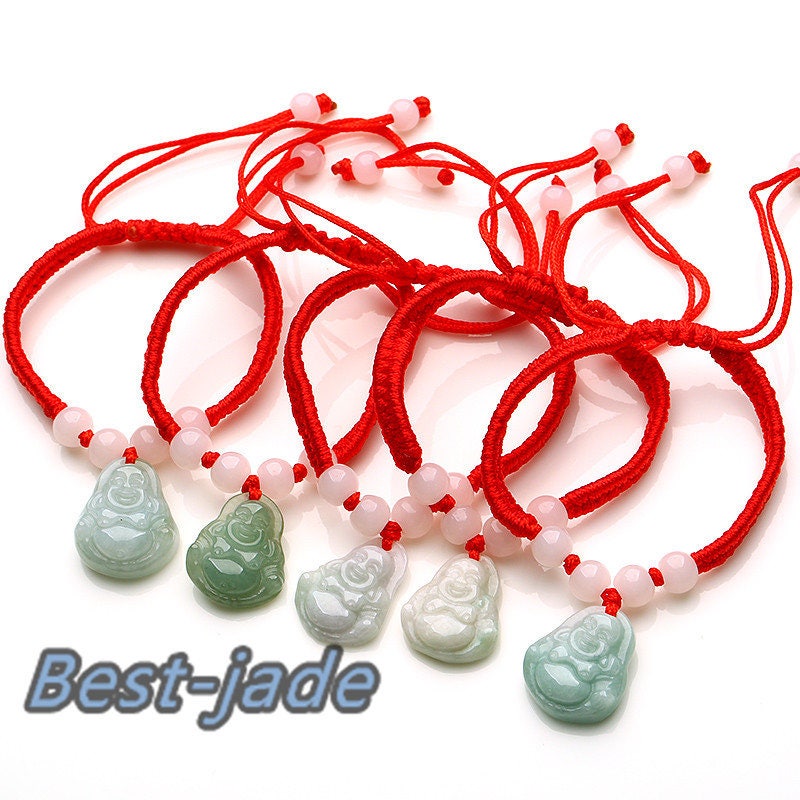 Buddha-Armband Grade A Jadeit Burma Jade Girl Kid Perlenarmreif Damenkette Ein Steinarmband Rotes Schnurseil