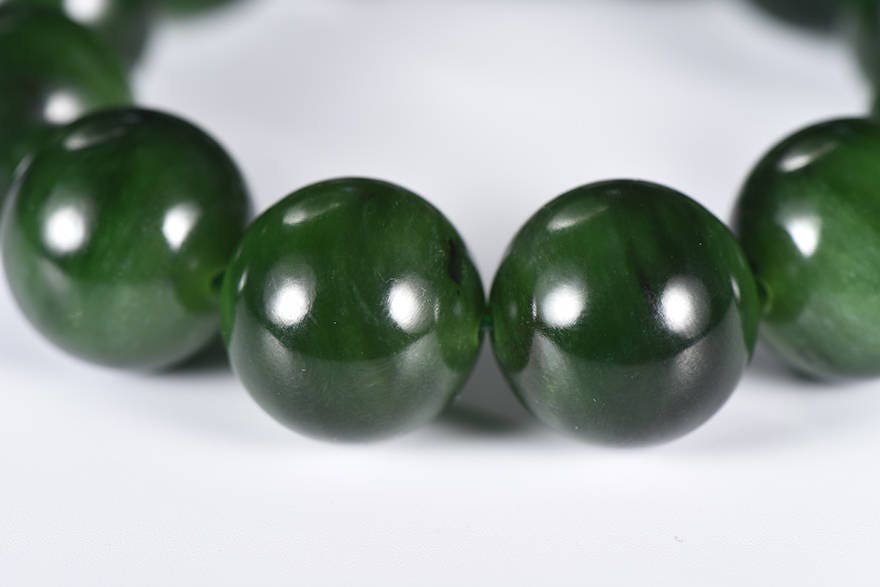 Kanadischer Jaspis, BIG 20, zertifiziert, erstklassiger AAA-Apfelgrüner Nephrit-Jade-Perlen-Armreif, Pounamu-Maori-Nephrit, NZ Bc-Jade