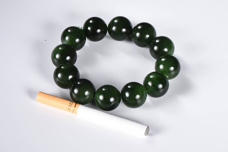 Kanadischer Jaspis, BIG 20, zertifiziert, erstklassiger AAA-Apfelgrüner Nephrit-Jade-Perlen-Armreif, Pounamu-Maori-Nephrit, NZ Bc-Jade