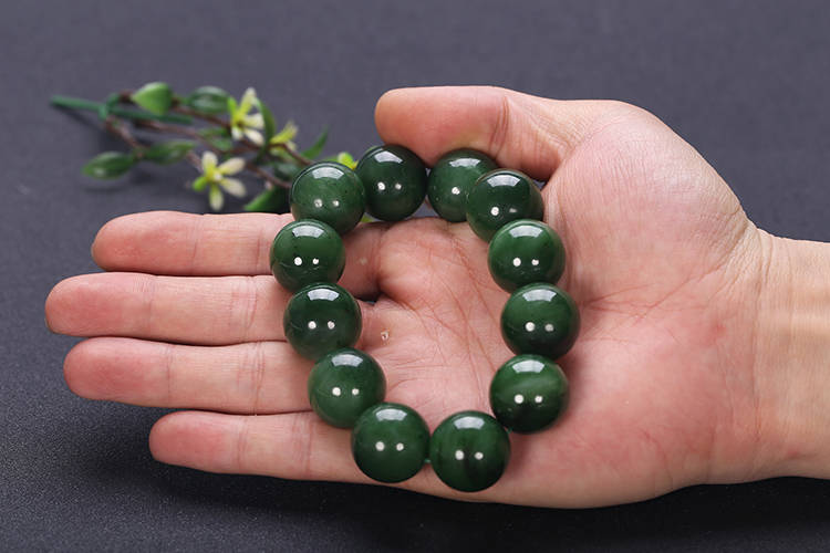 Kanadischer Jaspis, GROß, 20 mm v. Chr., Erstklassigkeit A, grün, handgeschnitzt, natürliche Nephrit-Jade-Perlen, Armreif, Pounamu-Maori-Nephrit-NZ-Jade-Kugel