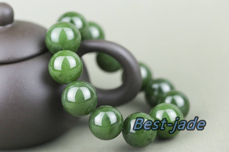 Kanadischer Jaspis A Grade 18mm apfelgrüner Nephrit-Jade-Kugelperlen-Armreif Pounamu Maori-Nephrit-Grünstein-Jaspis-Strang BC-Jade