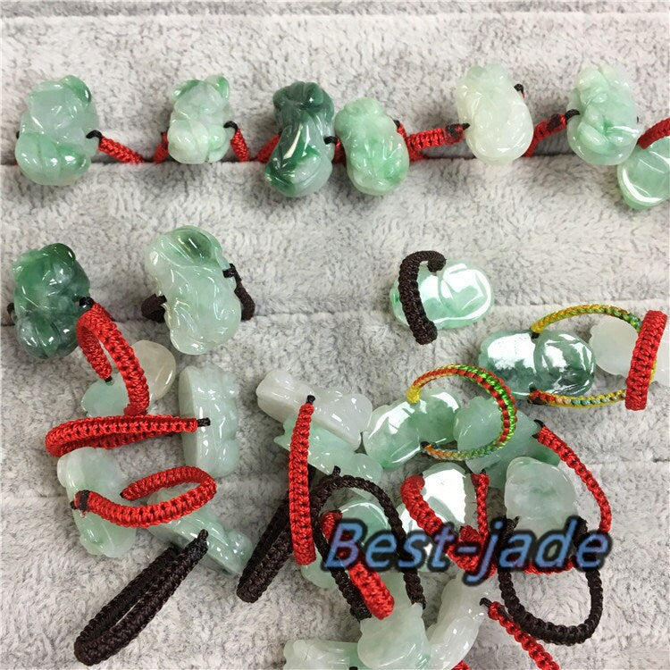Pixiu Gragon Grade A Dragon Jadeit Handgeschnitzte Jadeperlen Grüner Edelstein Lady Kylin Ringe Pi Xiu Lady Female Ring Klingeln Bague Anneau