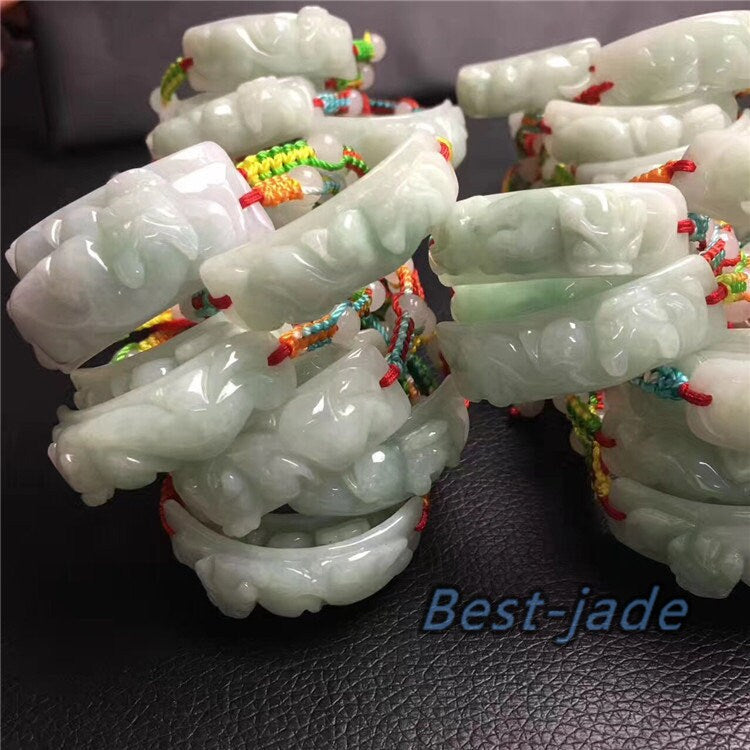 Pixiu-Armreif, Jade, Klasse A, natürlicher Jadeit, handgeschnitztes Jade-Armband, Kette, Burma-Stein, Armband, Armband, Seil