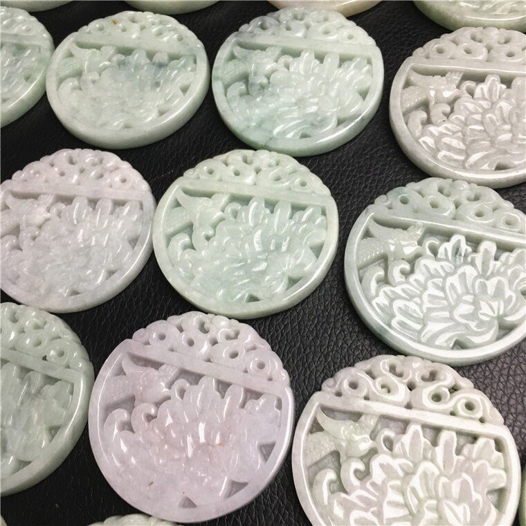 Wholesale Magpie Flower Burma jadeite pendant Natural Grade A Jade ICE Myanmar Jadeite necklace