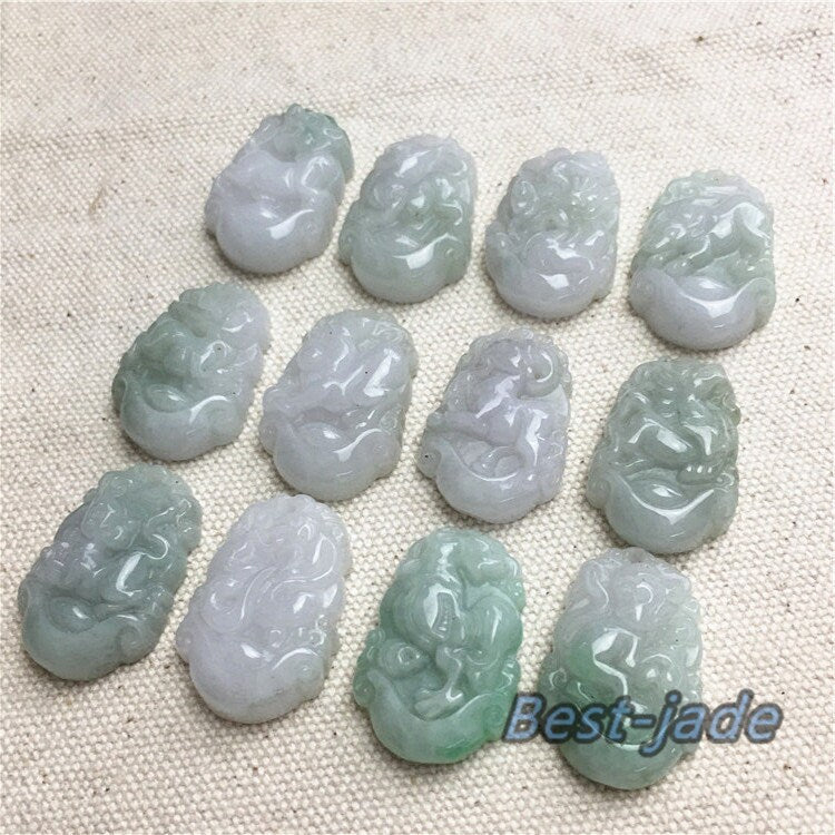 1 Set zertifizierter Jadeit, chinesischer Zwölf-Sternzeichen-Grün-Eis-Burma-Jadeit, natürlicher Jade-Anhänger der Güteklasse A, Halsketten-Anhänger zum Selbermachen