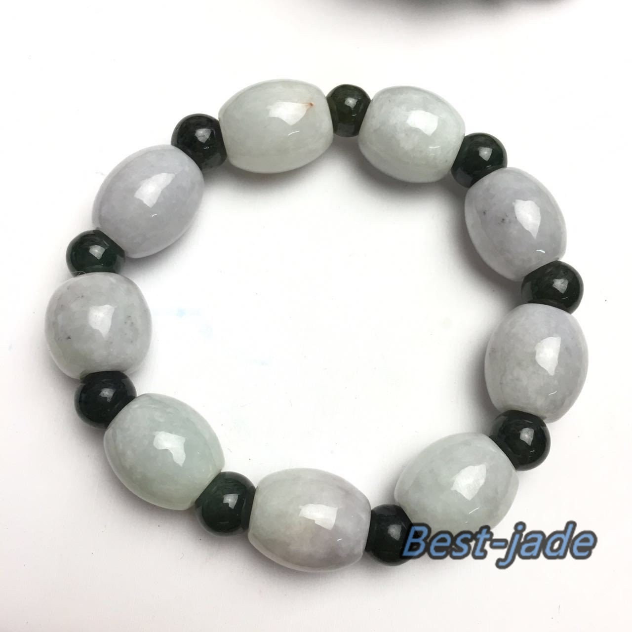 Burma-Jade, Klasse A, handgeschnitzter Jade-Armreif mit runden Perlen, Armbandkette, Burma-Stein, Armband, Schnurseil