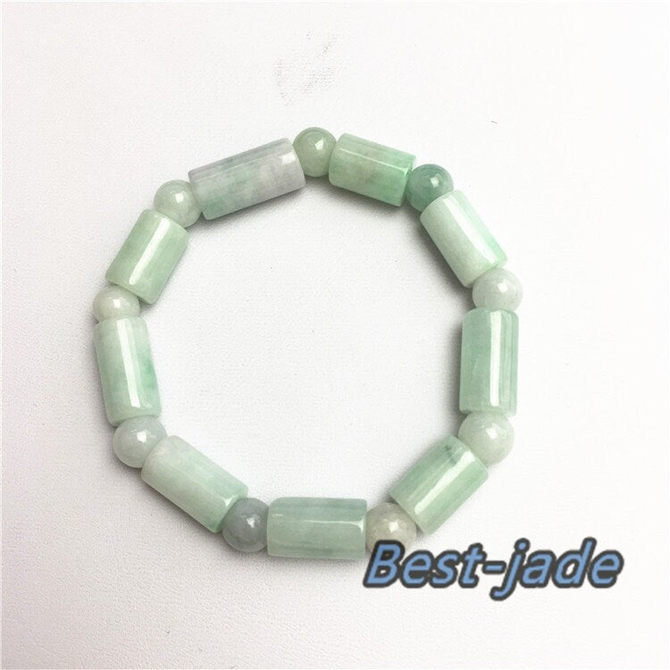 Burma Jade Grade A Natural Jadeite Hand carved Jade Barrel bead bangle Bracelet Chain Burma stone Armband string rope