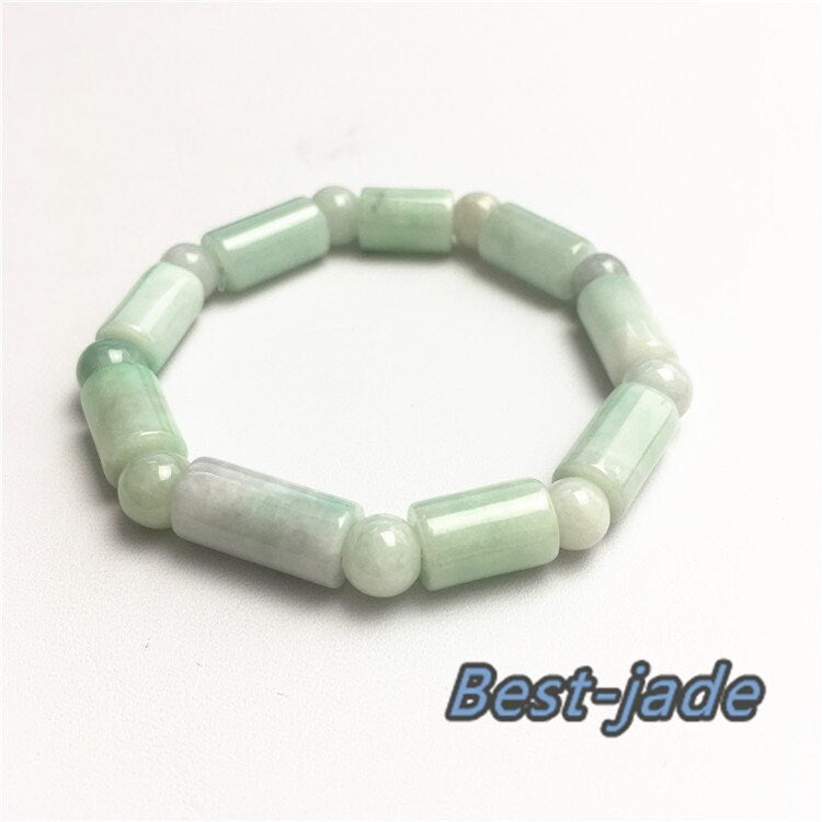 Burma Jade Grade A Natural Jadeite Hand carved Jade Barrel bead bangle Bracelet Chain Burma stone Armband string rope