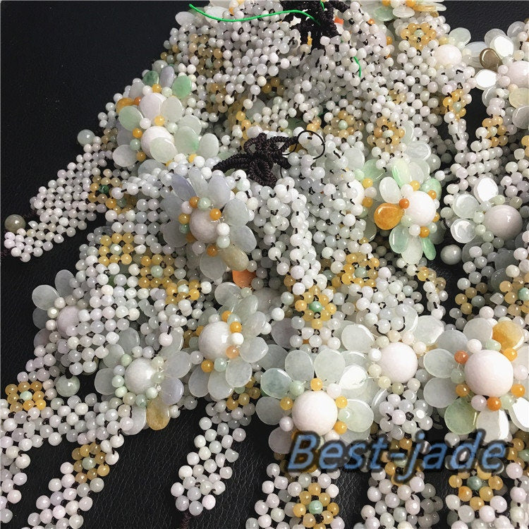 Blume, handgefertigt, Güteklasse A, natürlicher Jadeit, handgeschnitzter Jade-Armreif, Perlen, Armband, Kette, Stein, Armband Nr. Schnurseil Blume f. жемчуг fleur