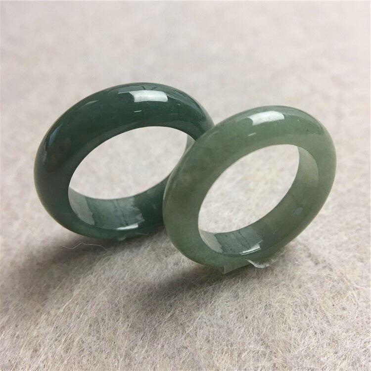 US-Größe 4–12, schmaler Ring, natürlicher Jadeit der Güteklasse A, eisgrün-grauer Jade-Edelstein, Burma-Jade-Perle