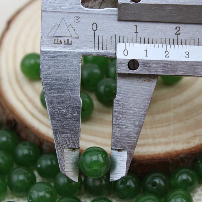 10 Stück 8 x 8 mm runde Perlen, natürliche kanadische Jade, Nephrit, Grünstein, Pounamu-Perle, Maori-Stil, NZ-Jade, Kügelchen, grüner Jade
