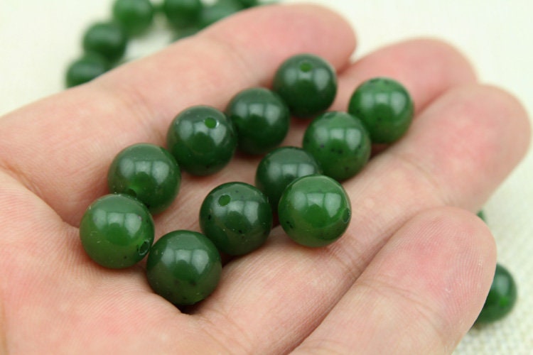 10 PCS 10*10mm Runde Perlen Natürliche Kanadische jade Nephrit Greenstone Pounamu Perle Maori stil NZ jade капля Kügelchen jaspe grüner Ball