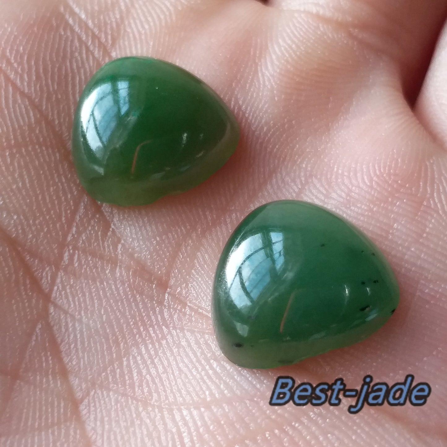 10PCS Triangle Trillion 14*14mm cab cabochon Canadian jade Nephrite Green Jasper Greenstone Pounamu Beads Pearl NZ tessera inlay on lay