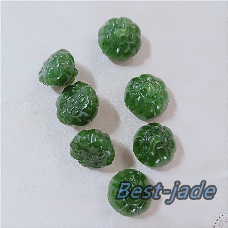 10 Stück kleine Lotus-Samenperlen, natürliche kanadische Jade, Nephrit, Grünstein, Pounamu-Perle, Maori-Stil, NZ-Jade, Kügelchen, grüner Jade