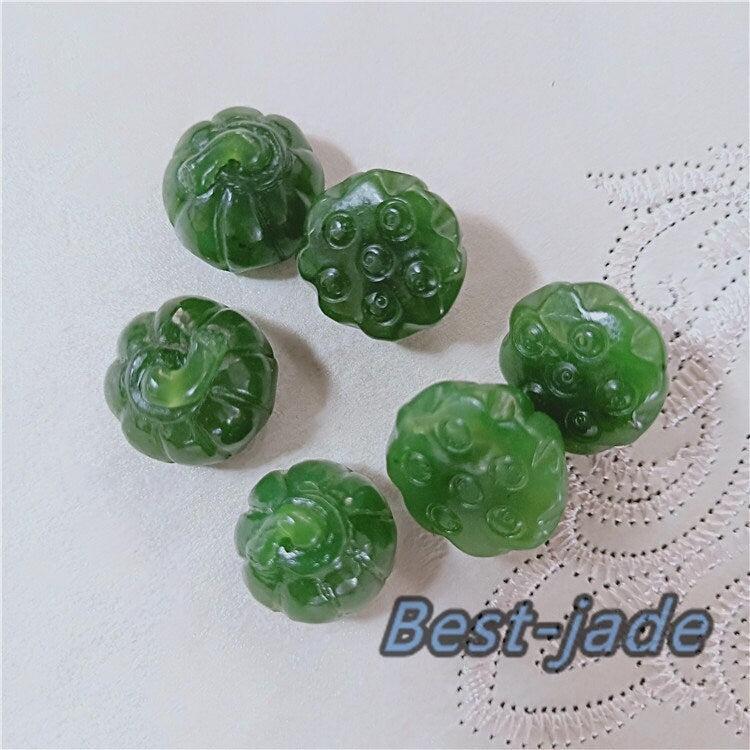 10 Stück kleine Lotus-Samenperlen, natürliche kanadische Jade, Nephrit, Grünstein, Pounamu-Perle, Maori-Stil, NZ-Jade, Kügelchen, grüner Jade