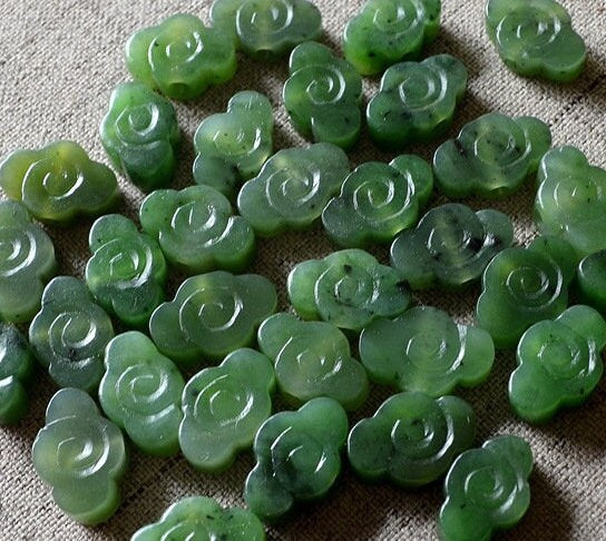 Glücksperlen, natürliche kanadische Jade, Nephrit, Grünstein, Pounamu-Perle, Maori-Stil, NZ-Jade, Kügelchen, Jaspis grüner BC