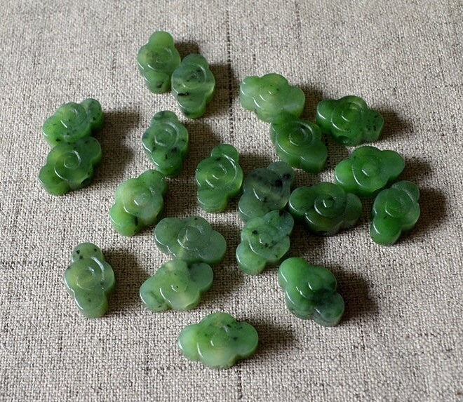 Glücksperlen, natürliche kanadische Jade, Nephrit, Grünstein, Pounamu-Perle, Maori-Stil, NZ-Jade, Kügelchen, Jaspis grüner BC