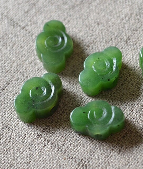 Glücksperlen, natürliche kanadische Jade, Nephrit, Grünstein, Pounamu-Perle, Maori-Stil, NZ-Jade, Kügelchen, Jaspis grüner BC