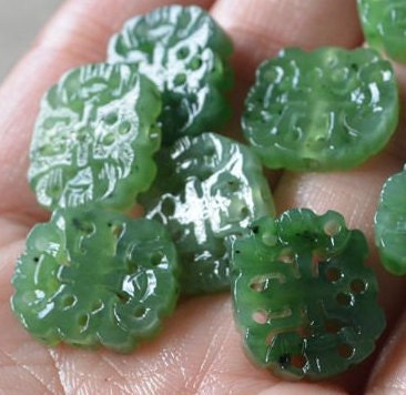 10 Stück Glücksperlen, natürliche kanadische Jade, Nephrit, Grünstein, Pounamu-Perle, Maori, BC, Neuseeland, Jade, Kügelchen, grüner Jaspis