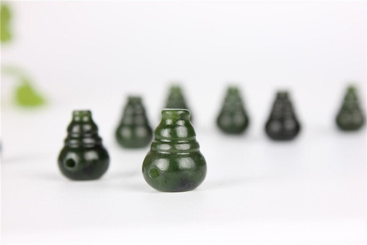 10 Stück Happiness Cucurbit Perlen, natürliche kanadische Jade, Nephrit, Grünstein, Pounamu-Perle, Maori-Stil, NZ-Jade, Kügelchen, grüner Jaspis BC