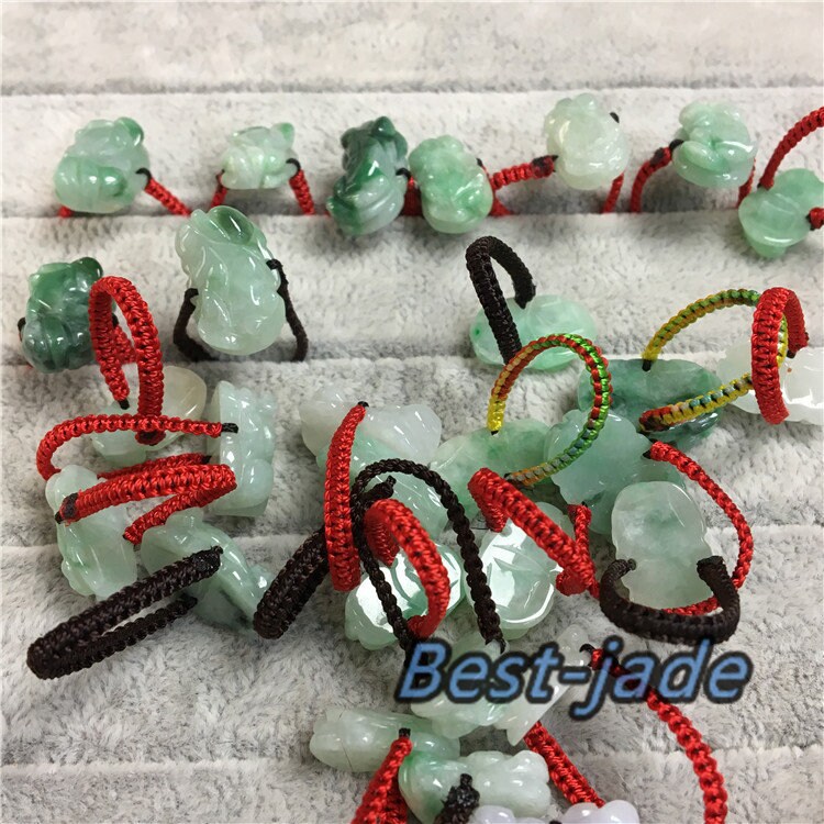 Pixiu Gragon Grade A Dragon Jadeit Handgeschnitzte Jadeperlen Grüner Edelstein Lady Kylin Ringe Pi Xiu Lady Female Ring Klingeln Bague Anneau