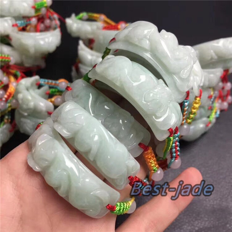 Pixiu-Armreif, Jade, Klasse A, natürlicher Jadeit, handgeschnitztes Jade-Armband, Kette, Burma-Stein, Armband, Armband, Seil