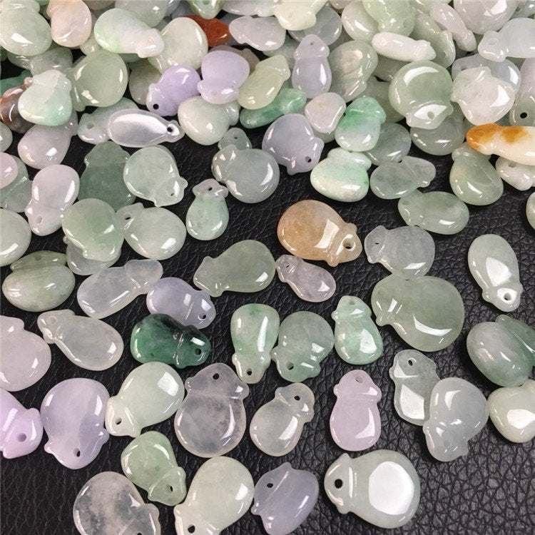 100 STÜCK 10*8mm Grade A Jade Portemonnaie Form Typ A Stein ICY Jade Burma grün Jadeit Perlen Perle Baby Anhänger Myanmar Glas Jadeit 翡翠A货