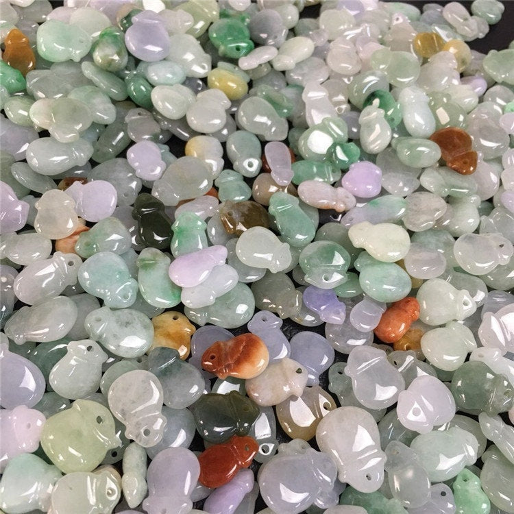 100 STÜCK 10*8mm Grade A Jade Portemonnaie Form Typ A Stein ICY Jade Burma grün Jadeit Perlen Perle Baby Anhänger Myanmar Glas Jadeit 翡翠A货