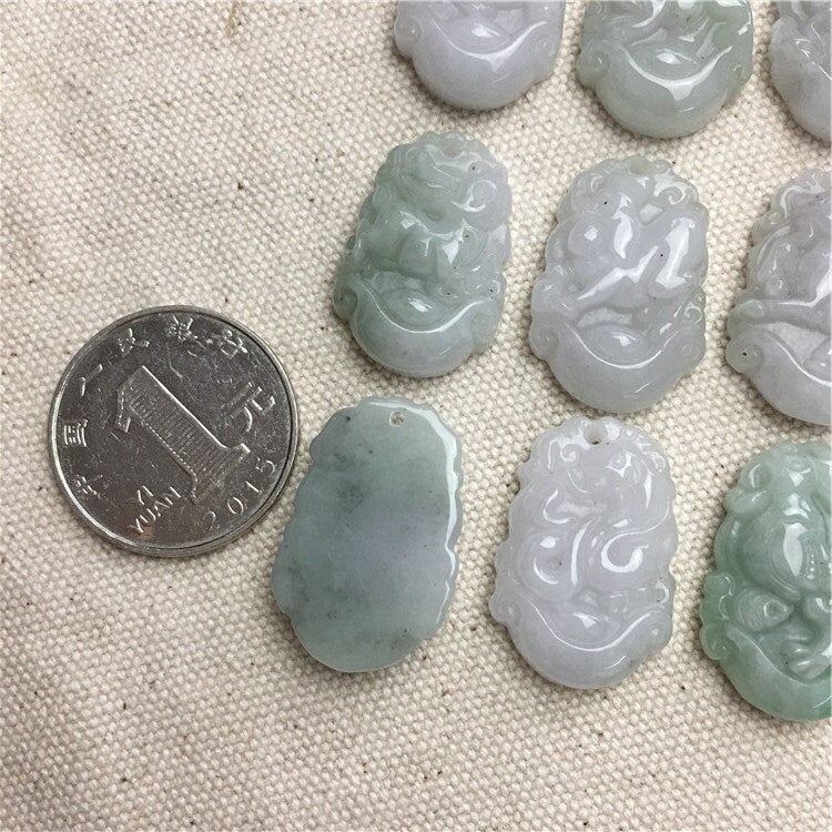 1 Set zertifizierter Jadeit, chinesischer Zwölf-Sternzeichen-Grün-Eis-Burma-Jadeit, natürlicher Jade-Anhänger der Güteklasse A, Halsketten-Anhänger zum Selbermachen