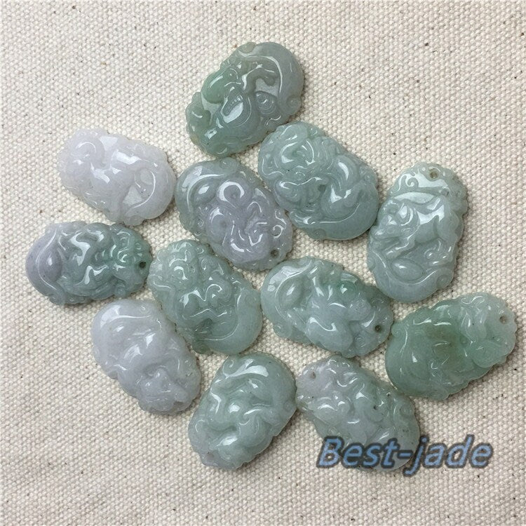 1 Set zertifizierter Jadeit, chinesischer Zwölf-Sternzeichen-Grün-Eis-Burma-Jadeit, natürlicher Jade-Anhänger der Güteklasse A, Halsketten-Anhänger zum Selbermachen