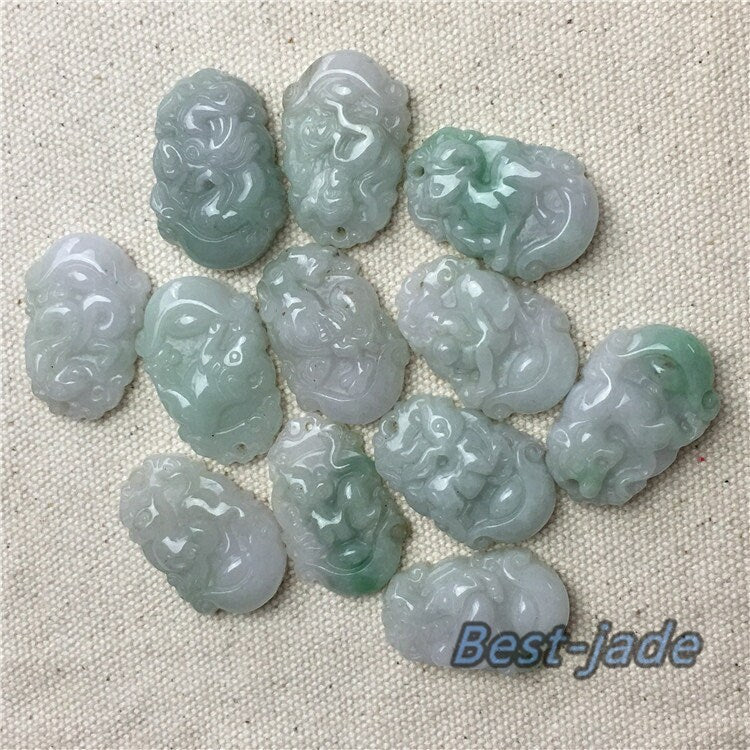 1 Set zertifizierter Jadeit, chinesischer Zwölf-Sternzeichen-Grün-Eis-Burma-Jadeit, natürlicher Jade-Anhänger der Güteklasse A, Halsketten-Anhänger zum Selbermachen