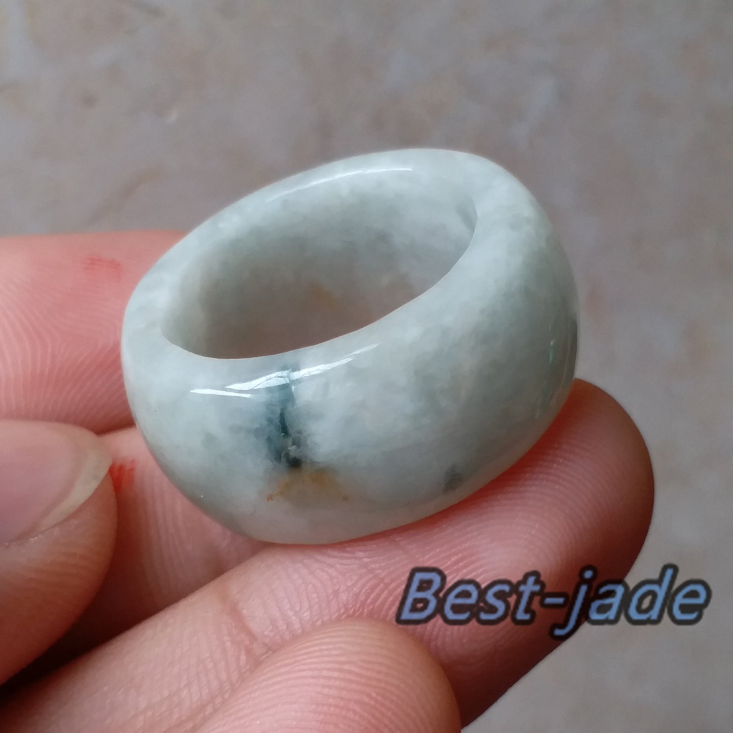 20.9mm Grade A jade Wide Band Ring Natural Real Jadeite Hand carved bead Green gemstone Burma Man jadeware men's rings Type A stone