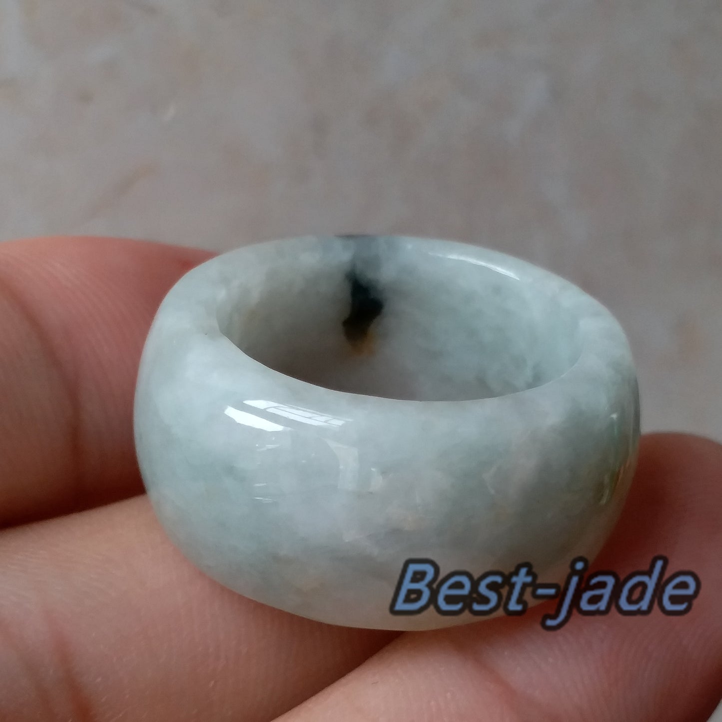 20.9mm Grade A jade Wide Band Ring Natural Real Jadeite Hand carved bead Green gemstone Burma Man jadeware men's rings Type A stone