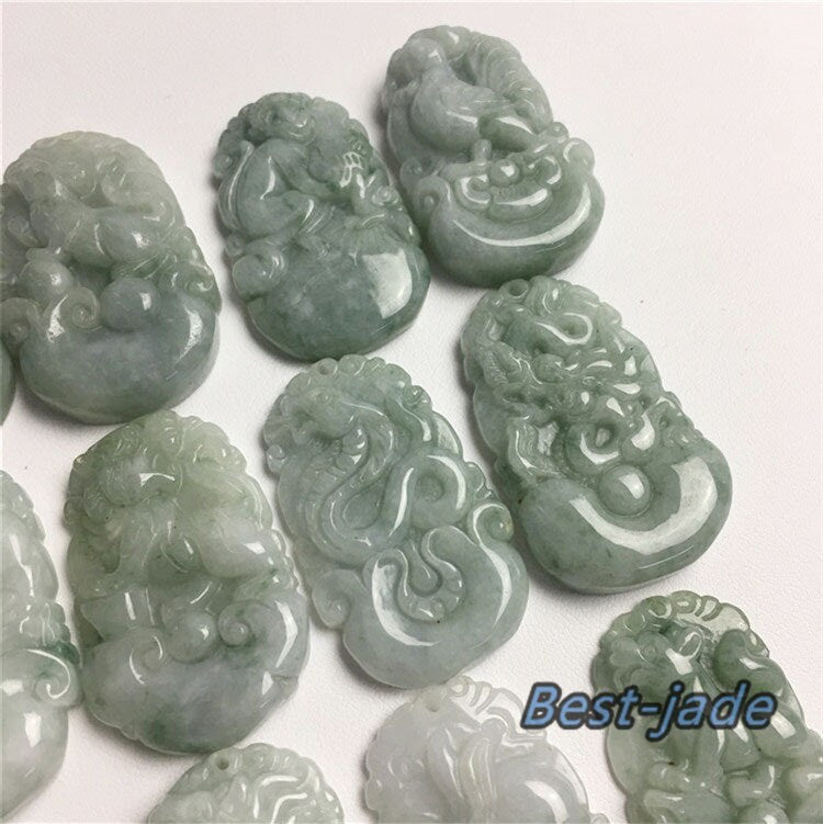 1 Set Echte grüne Blume Chinesische 12 Zwölf Sternzeichen Eis Burma Jade Grade A Jadeit Anhänger Halskette Anhänger Schmuck Jade Geschenk