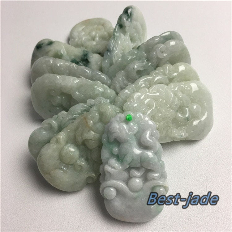 1 Set Echte grüne Blume Chinesische 12 Zwölf Sternzeichen Eis Burma Jade Grade A Jadeit Anhänger Halskette Anhänger Schmuck Jade Geschenk