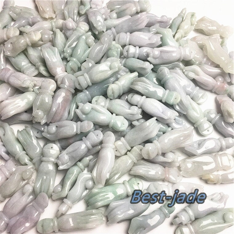 Wholesale Orchid Cymbidium Pendant Grade A jade Green Jade ICE Jadeite Guanyin hand Lucky Lady baby child necklace gift