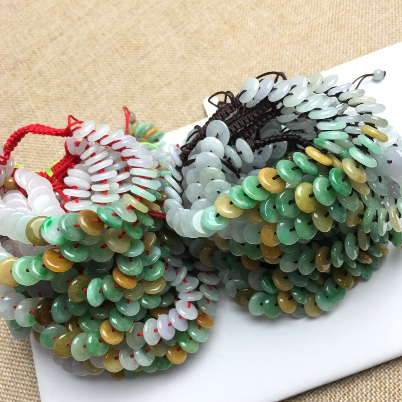 ICE Jade Grade A Grüner natürlicher Jadeit Handgeschnitzte Jade Runde Perlenarmreif Armband Kette Burma Stein Armband Schnur Seil