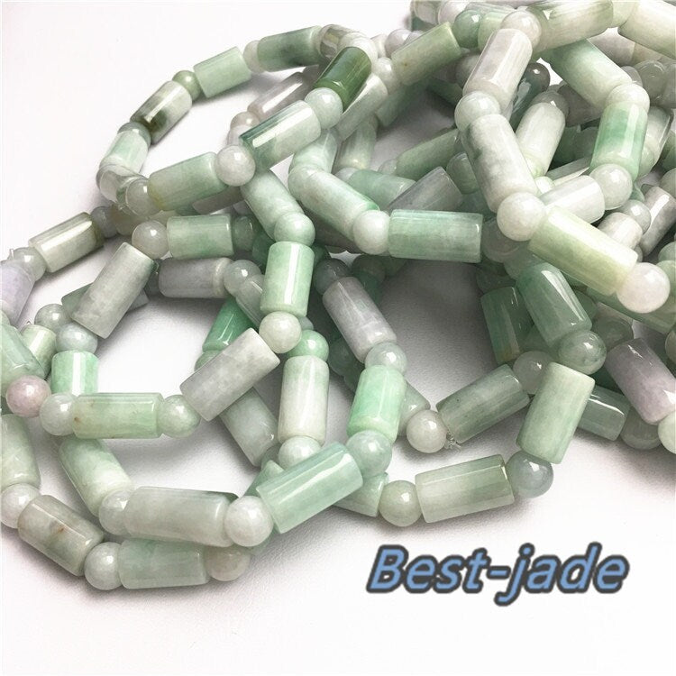 Burma Jade Grade A Natural Jadeite Hand carved Jade Barrel bead bangle Bracelet Chain Burma stone Armband string rope