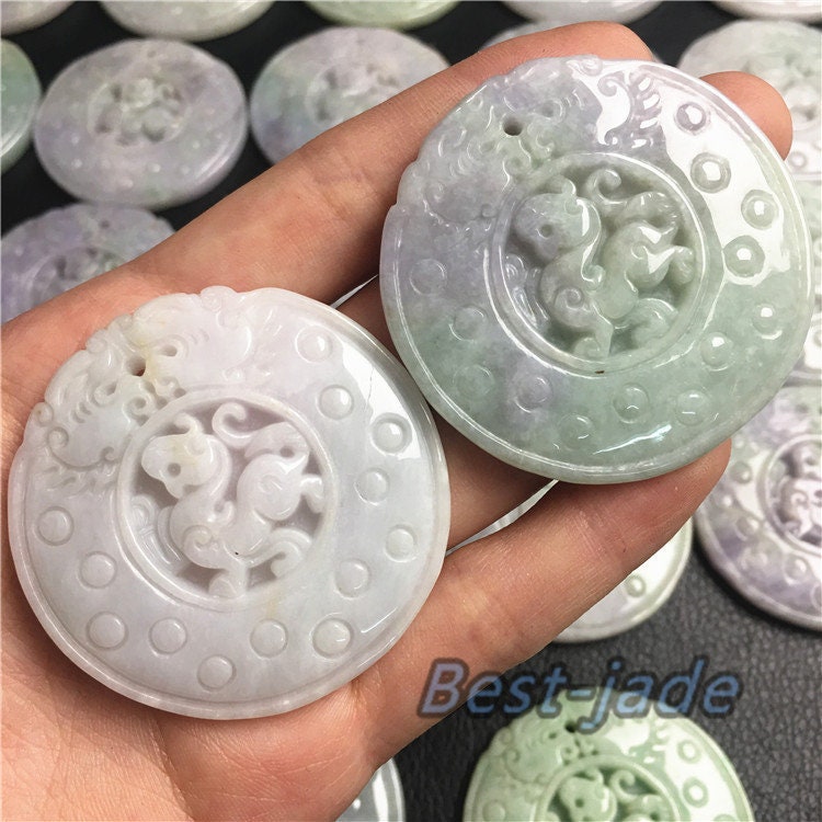 10 Stück (福到临门) Grade A Jade Drachen Anhänger Grüne Jade ICE Jadeit Schmuck Jade Geschenk DIY Jadeit