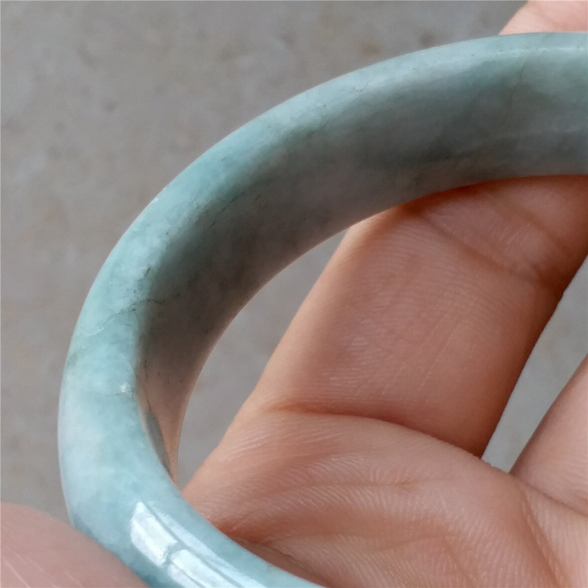 55.7mm Light green Grade A jade Natural Jade Hand carved wrist Bangle Bracelet Lady Chain Jadeite Type A stone armreife Джейд браслеты 翡翠手镯
